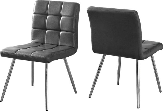 Monarch Specialties Inc. 2-Piece Chrome/Grey Quilted Side Chair Set-1