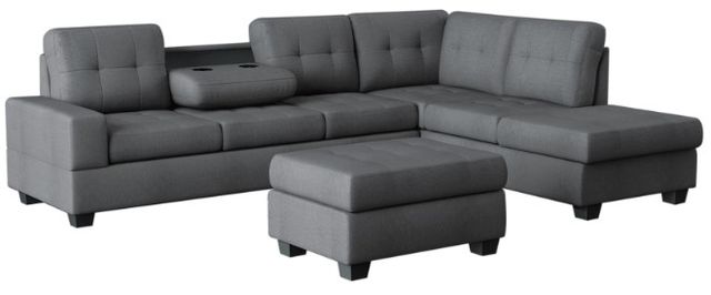Homelegance® Maston 3-Piece Dark Gray L-Shape Reversible Sectional with Ottoman-0