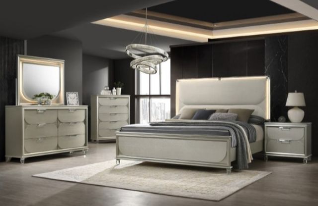 Furniture of America® Sheridan 4-Piece Dark Walnut/White Queen Bedroom Set-1