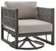 Armen Living Mareike Brown Aluminum/Fabric/Rope Outdoor Swivel Chair-0