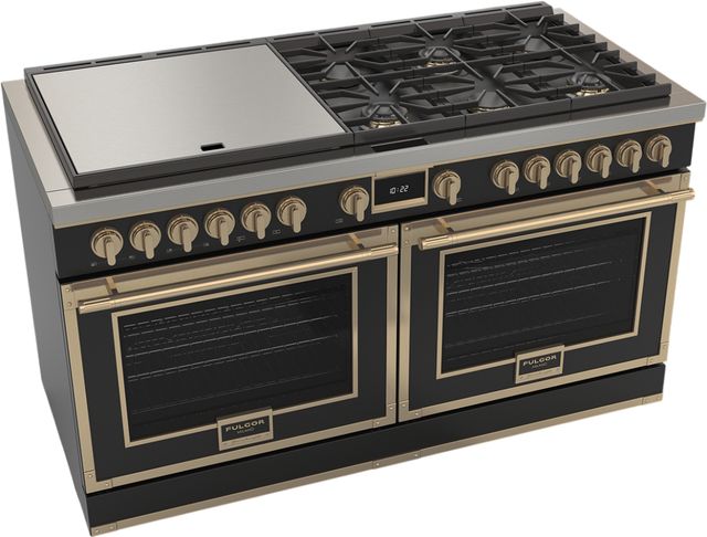 Fulgor Milano® Evoque 400 Series 60" RAL Pro Style Dual Fuel Hybrid Range with Brushed Brass Trim -4