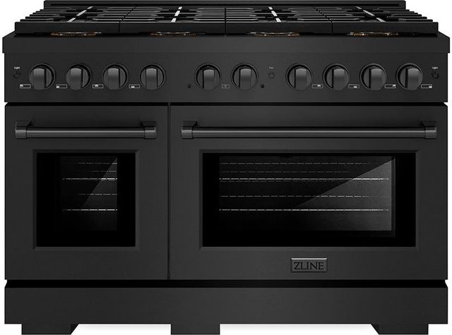ZLINE Paramount Series 48" Black Stainless Steel Pro Style Dual Fuel Range with 8 Burner DuoPro™ Cooktop and Dual Ovens-0