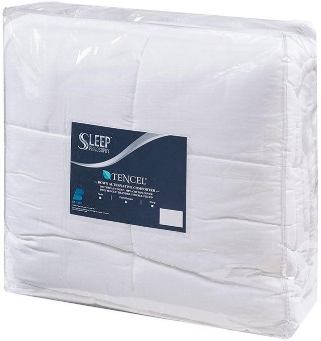 Olliix by Sleep Philosophy White Full/Queen Cotton 300 Thread Count Cover Tencel® Filled Down Alternative Comforter Antimicrobial BI-OME Odor Eliminator-4