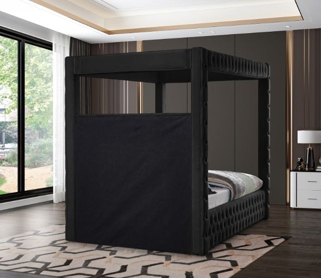 Meridian Furniture Royal Black Queen Upholstered Canopy Bed-2