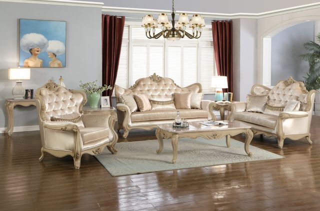 New Classic® Home Furnishings Monique Marble Top End Table with Champagne Base-1