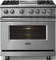 Viking® 5 Series 36" Stainless Steel Pro Style Dual Fuel (NG) Range with Polished Chrome Trim-2