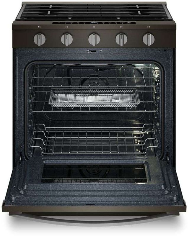 Whirlpool® 30" Black-on-Stainless Slide In Gas Range-1