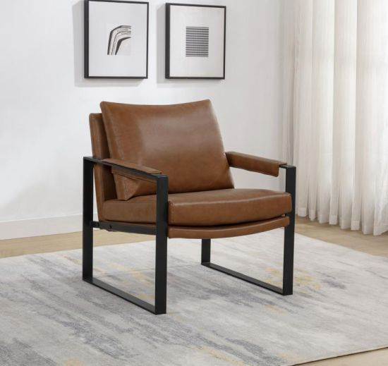 Coaster® Rosalind Brown Upholstered Track Arm Accent Chair-1