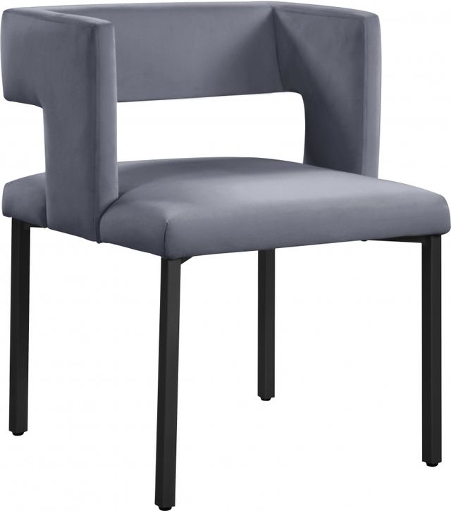 Meridian Furniture Caleb Grey/Matte Black Velvet Dining Chair-0