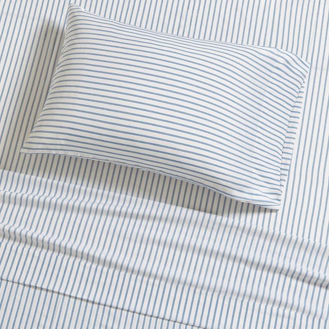 Olliix by Madison Park Essentials Blue Stripe Full Chambray Sheet Set-1