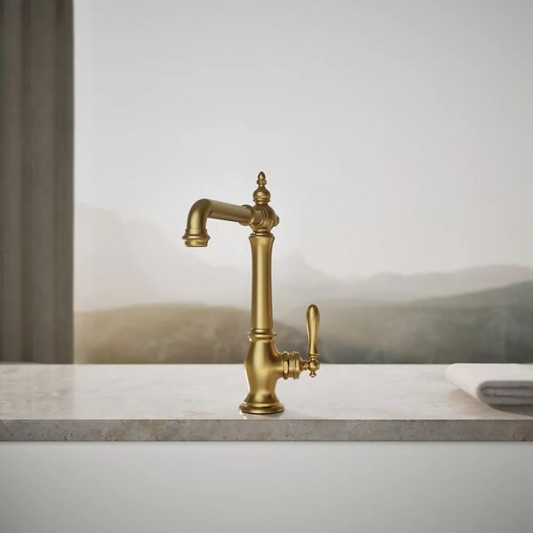 KOHLER® Artifacts® Vibrant Brushed Moderne Brass Single-Handle Kitchen Sink Faucet-3