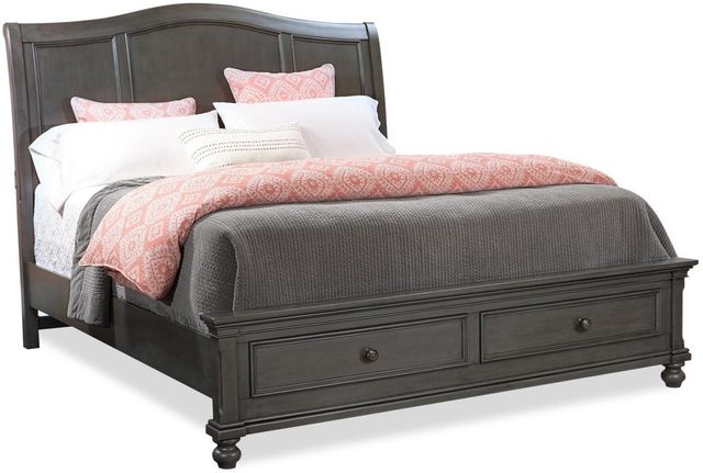 aspenhome® Oxford Peppercorn Queen Sleigh Storage Bed-0