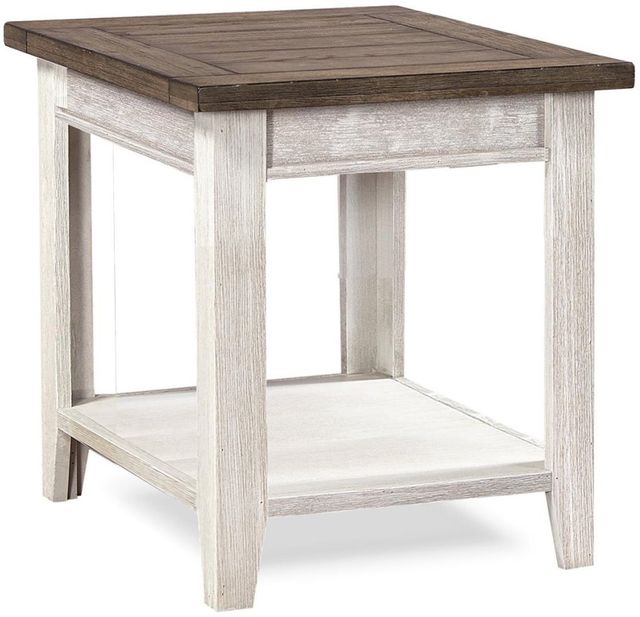 aspenhome® Eastport Drifted White End Table with Brown Top -0