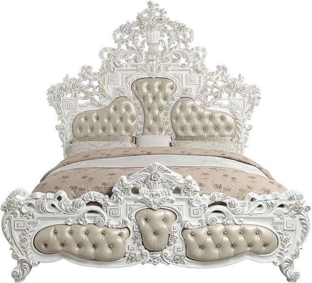 ACME Furniture Vanaheim Antique White/Beige Eastern King Upholstered Panel Bed-3