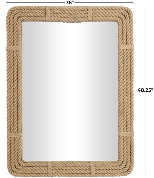 Deco Marche Brown Rectangular Jute Rope Wall Mirror-3