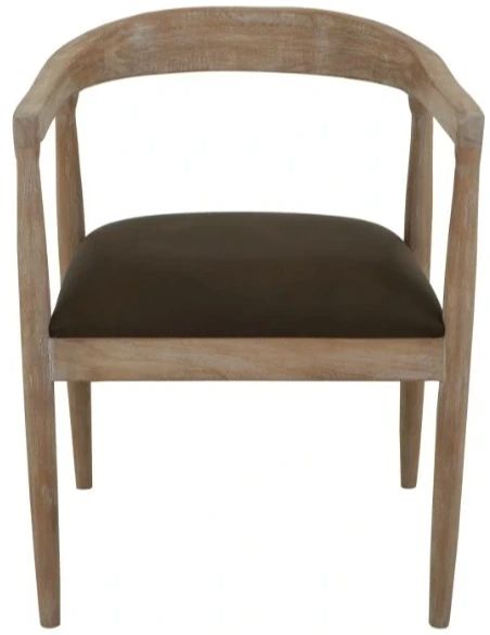 International Furniture Direct Teak Brown/Ivory Arm Chair-3
