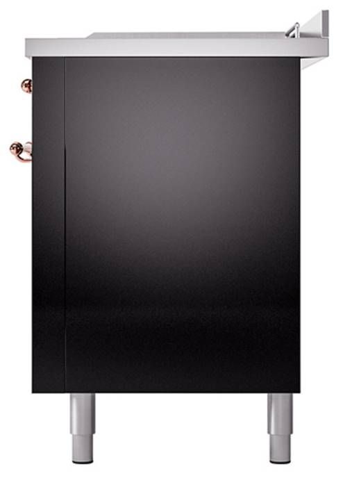 Ilve® Nostalgie II Noblesse 60'' Glossy Black Pro Style Dual Fuel Range with Copper Trim-3