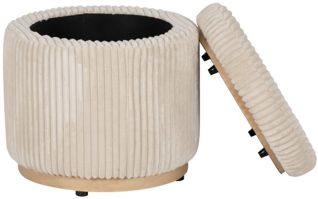 Linon Sunny Cream Corduroy Round Ottoman-2