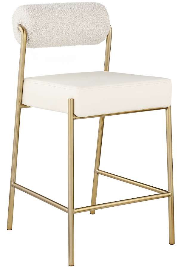 Meridian Furniture Carly Brushed Brass/Cream Counter Stool-0