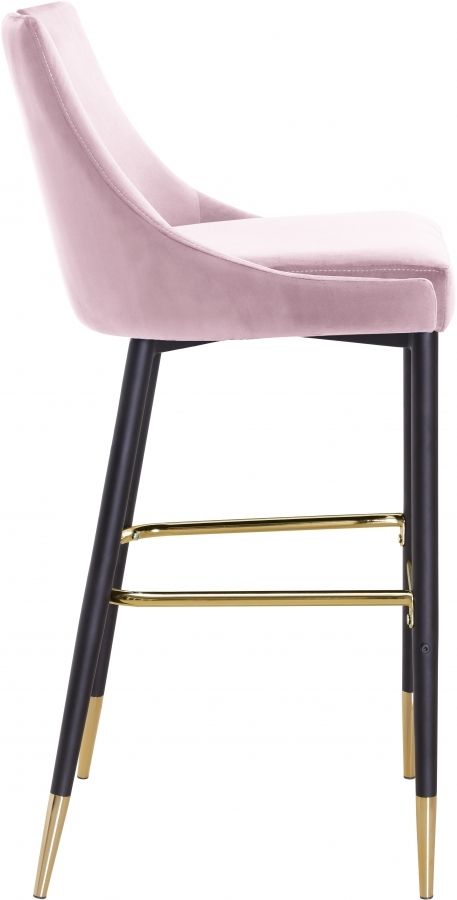Meridian Furniture Sleek Pink Velvet Bar Stool-2