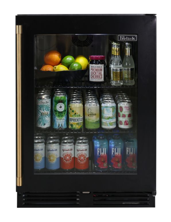 24" Signature Series Painted Door Kit Black/Glass Door with Brass Handle-0