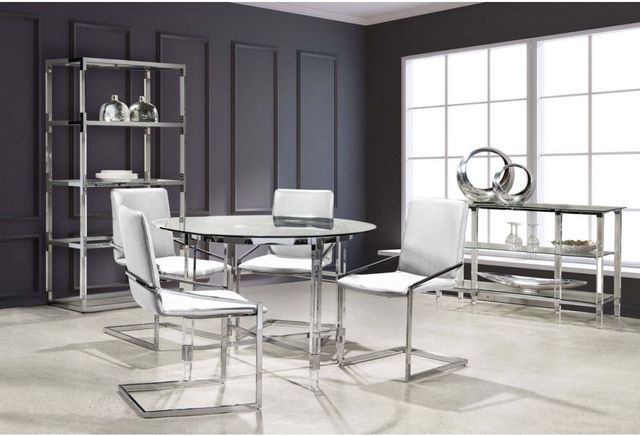 Mazin Furniture Lyrica Glass Top Round Dining Table with Chrome Base -2