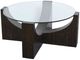 Magnussen Home® Beckham Glass Top Round Cocktail Table with Rustic Tavern Base-3