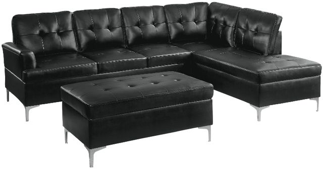 Homelegance® Barrington 3-Piece Black Right-Arm Facing Sectional and Chaise with Ottoman-0