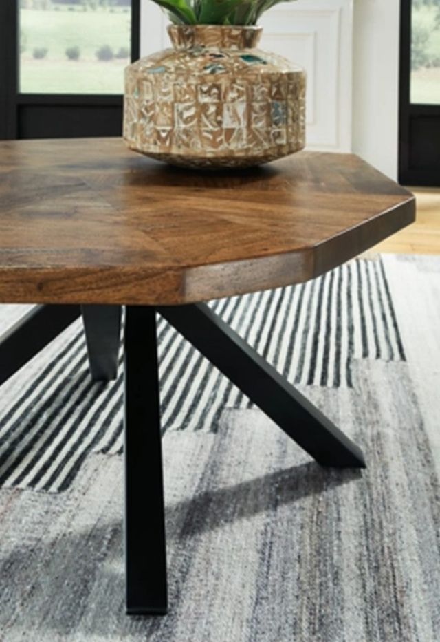 Signature Design by Ashley® Haileeton Brown Coffee Table with Black Metal Base-3