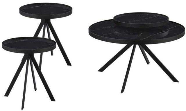 Coaster® Briggs 3-Piece Marble Printed Glass Top Occasional Table with Black Base Set-0
