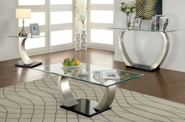 Furniture of America® Roxo Tempered Glass End Table with Satin Plated Base-3