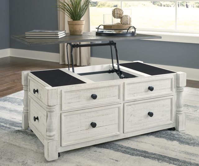 Signature Design by Ashley® Havalance Gray Wood Lift-Top Cocktail Table with White Base-6