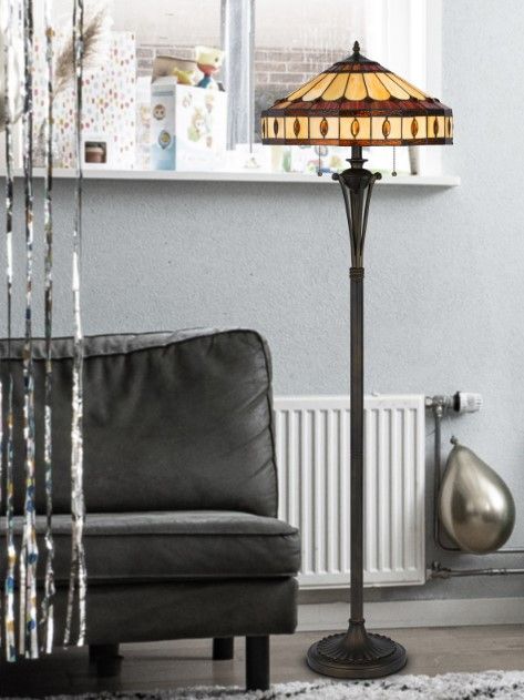 Cal® Lighting & Accessories Tiffany Antique Bronze Floor Lamp-2