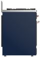 Ilve® Majestic III 30" Midnight Blue Pro Style Dual Fuel Natural Gas Range with 5 Black Brass Burners and Copper Trim-3