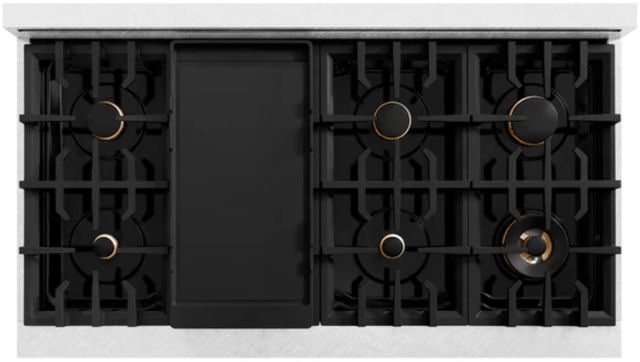ZLINE Legacy 48" Satin Stainless Steel Gas Rangetop with 8 Brass Burners and Porcelain Cooktop-2