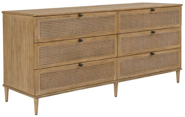 Uttermost® Coast Soft Oak Stain 6-Drawer Rattan Chest-0