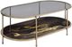 ACME Furniture Fiorella Glass Top Coffee Table with Black Marble Print/Champagne Base-0