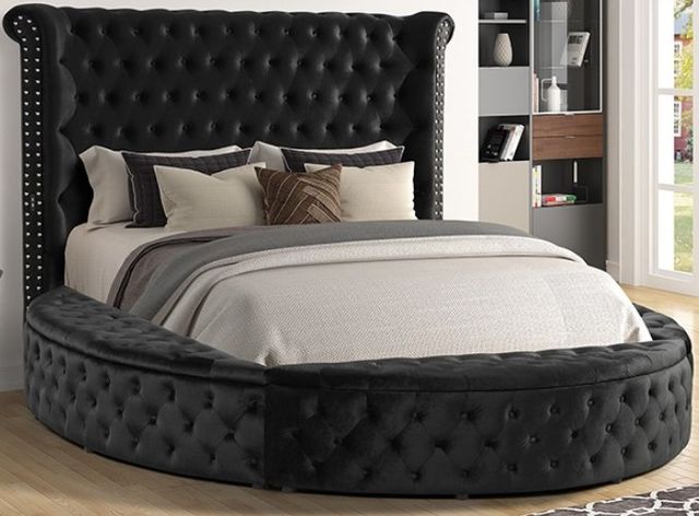 Furniture of America® Sansom Black Eastern King Upholstered Platform Bed-0