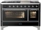 Ilve® Majestic III 48" Glossy Black Pro Style Dual Fuel Liquid Propane Range with Triple Glass Door and Chrome Trim-0