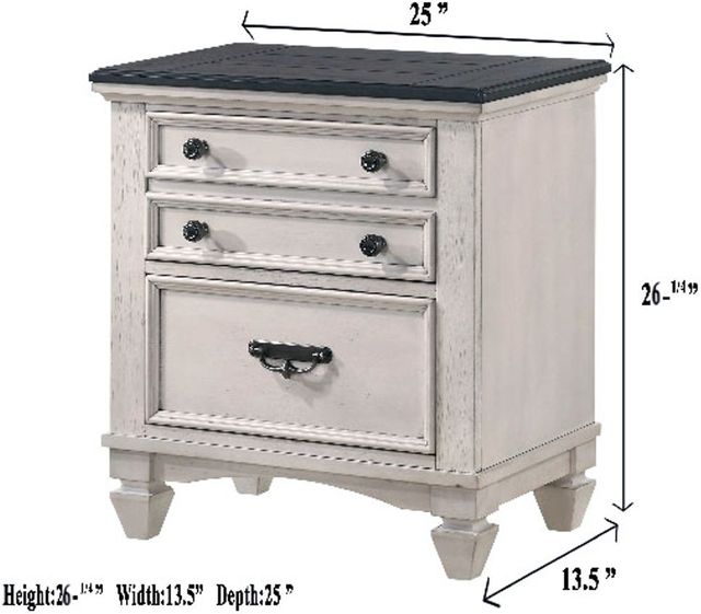 Crown Mark Sawyer Antique White Nightstand-2