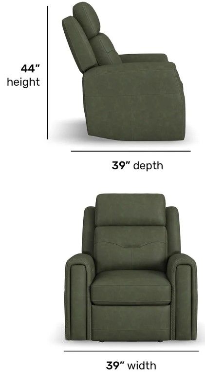 Flexsteel® Felix Forest Green Leather Power Recliner with Power Headrest and Lumbar-3