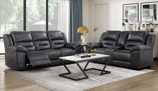 Homelegance® Hazen Black Double Manual Reclining Sofa-1