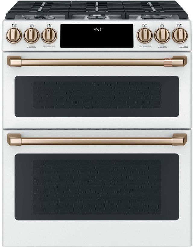 Café™ 30" Matte White Slide In Dual Fuel Range