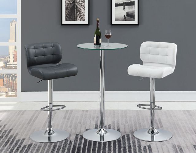 Coaster® Azalea 2-Piece Chrome/White Upholstered Adjustable Stools-2