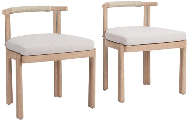 Classic Home Oliver 2-Piece Butterscotch Fabric/Wooden Outdoor Dining Chair Set-0