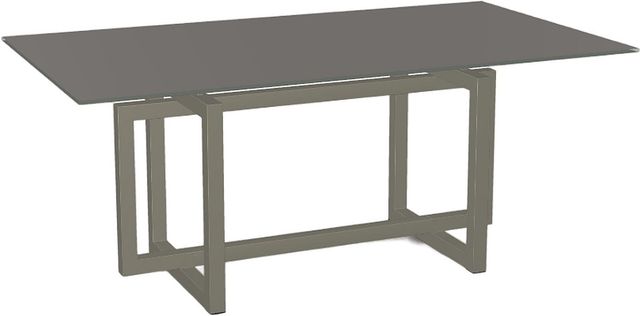 Amisco Customizable Ezra Taupe Glass Rectangular Dining Table Top with Metal Base-1
