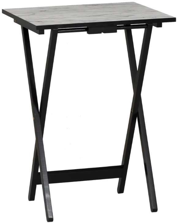 Linon Talia White4-Piece Tray Table Set with Black Base-3