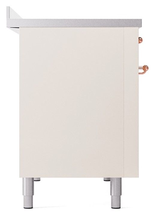Ilve® Nostalgie II Noblesse 48'' Antique White Pro Style Induction Range with Copper Trim-2