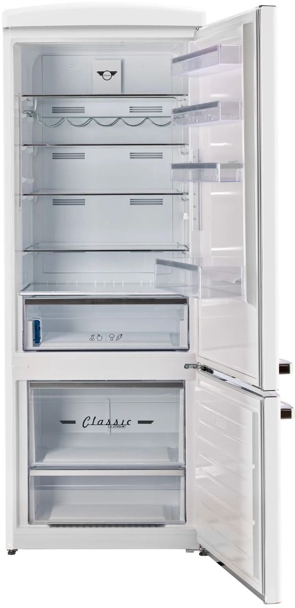 Unique® Appliances Classic Retro 28" 17 Cu. Ft. Marshmallow White Counter Depth Bottom Freezer Refrigerator-1