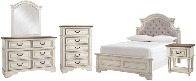 Signature Design by Ashley® Realyn 5-Piece Chipped White Full Panel Bed Set-0